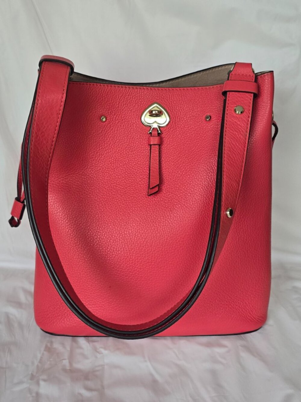 Authentic Kate Spade Pink 2020s Greene Street Nell Pebbled Leather Bucket Bag